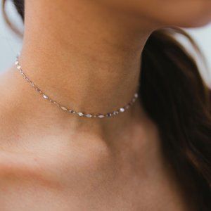 Minimalist Silver Choker Necklace with Dainty Links